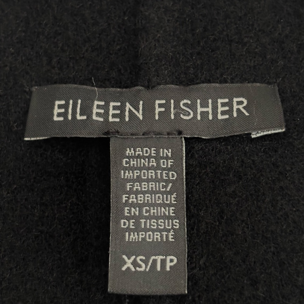 EILEEN FISHER VINTAGE BLACK WOOL SWING COAT (NEHRU) STAND UP COLLAR SZ XS- S - Picture 15 of 16